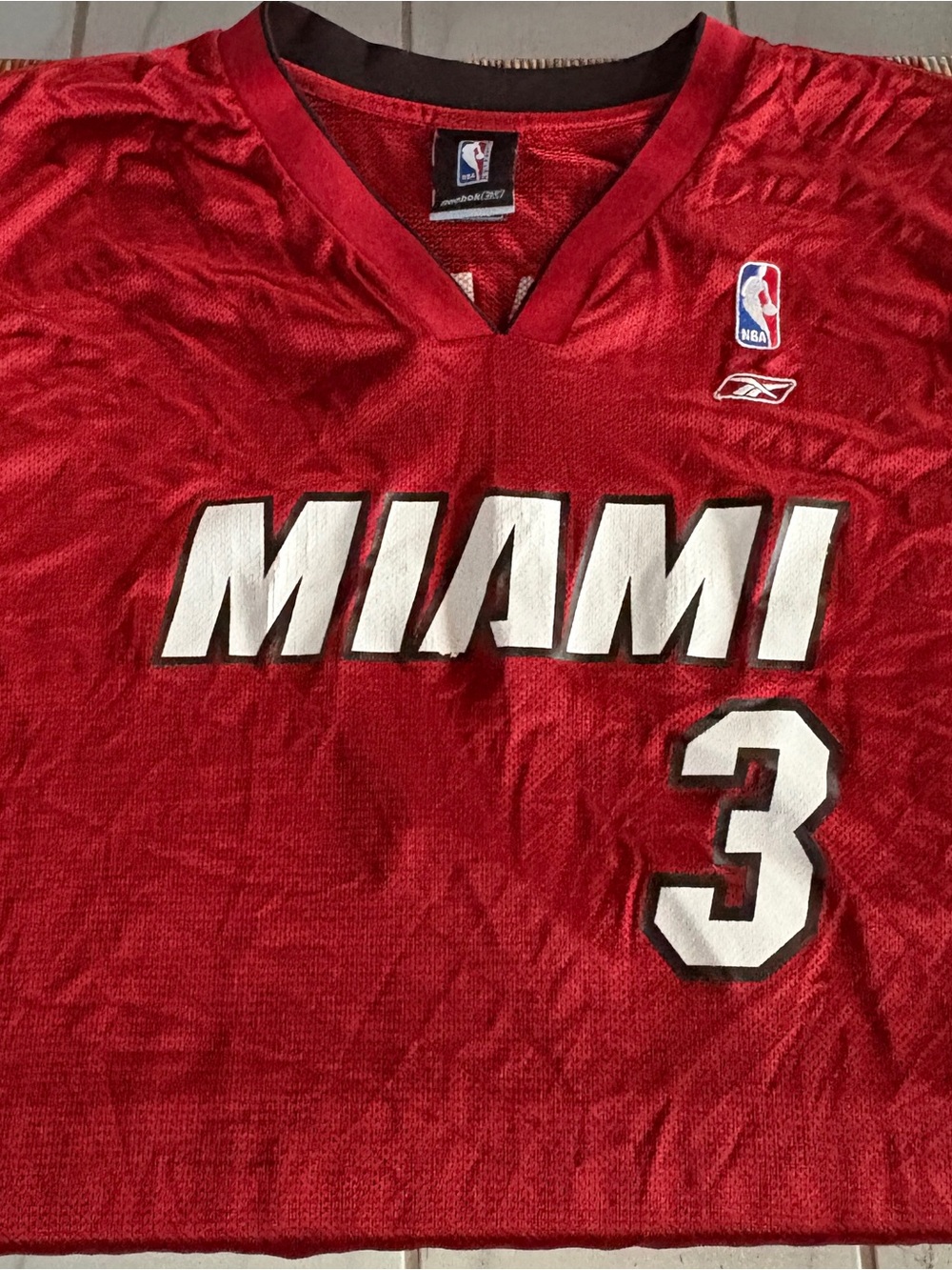 Reebok Red Miami Heat Replica Basketball Jersey #3 Dwayne Wade